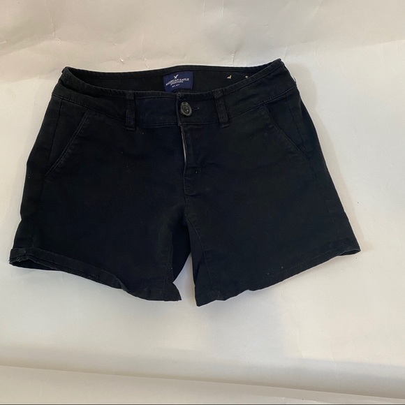 American Eagle black midi stretch shorts size 0 - Picture 2 of 5